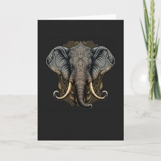 Mystical Watercolor Elephant Note Card (Front)