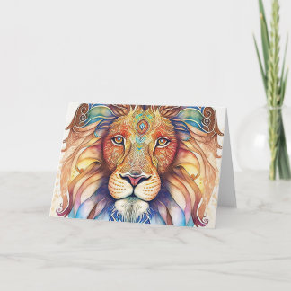 Mystical Watercolor Lion Thank You Card