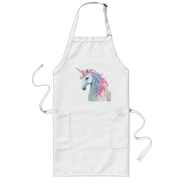 Mystical Watercolor Unicorn Long Apron (Front)