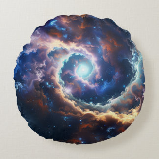 Mystical Whirlpool in the Starry Skies Round Cushion