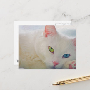 Mystical White Cat Postcard