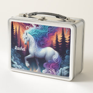 Mystical White Fantasy Horse Metal Lunch Box
