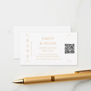 Mystical White Gold Budget QR Code RSVP Enclosure Card