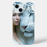 Mystical White Tiger and Woman