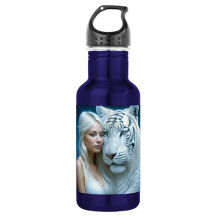 Mystical White Tiger and Woman Personalised 532 Ml Water Bottle