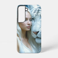 Mystical White Tiger and Woman  