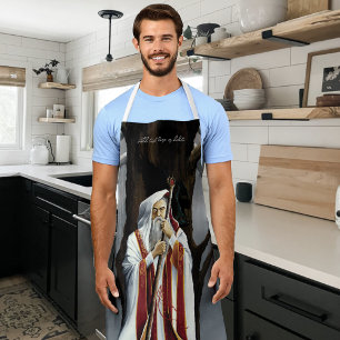 Mystical White Wizard Raven Oak Tree Fantasy Apron