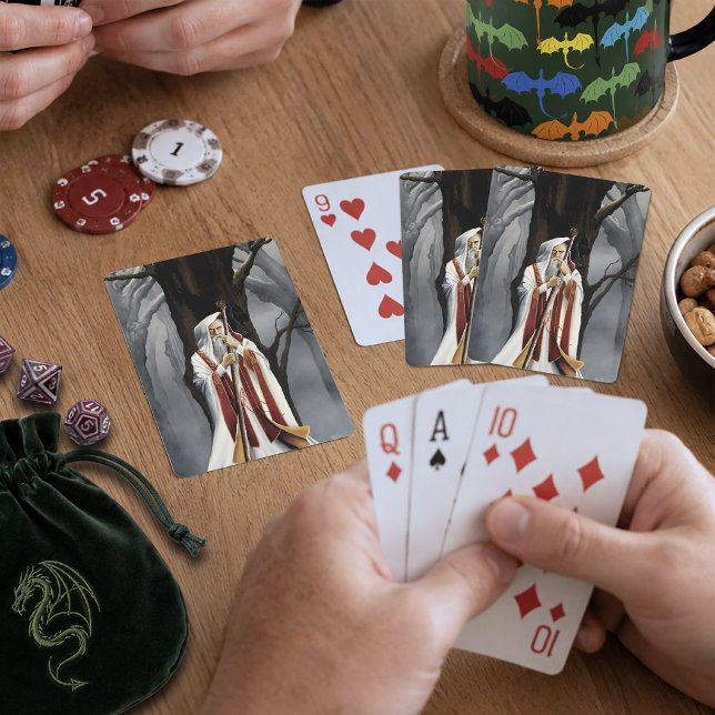 Mystical White Wizard Raven Oak Tree Fantasy Playing Cards (Creator Uploaded)