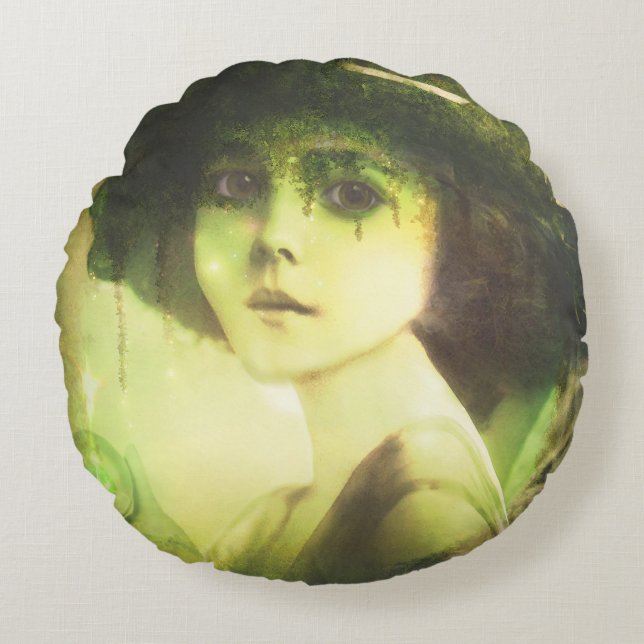 Mystical Willow Tree Fairy Fantasy Art Round Cushion (Front)