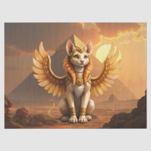 Mystical Winged Cat Sphinx – Egyptian Fantasy Art. Tissue Paper