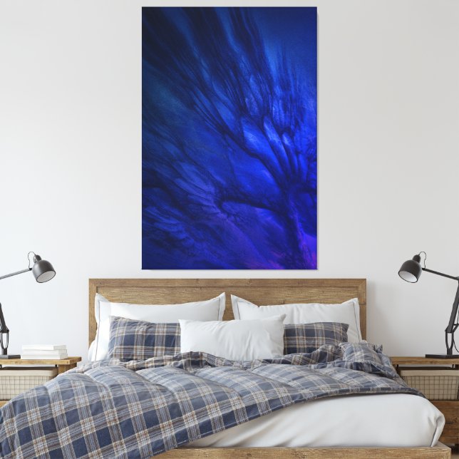 Mystical Wings with Deep Blue Feathers Canvas Print (Insitu(Bedroom))