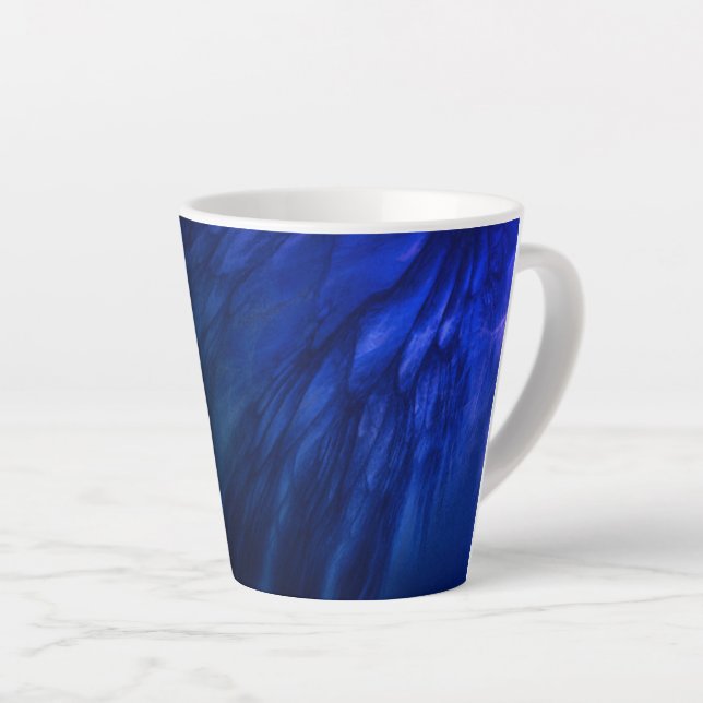 Mystical Wings with Deep Blue Feathers Latte Mug (Right Angle)