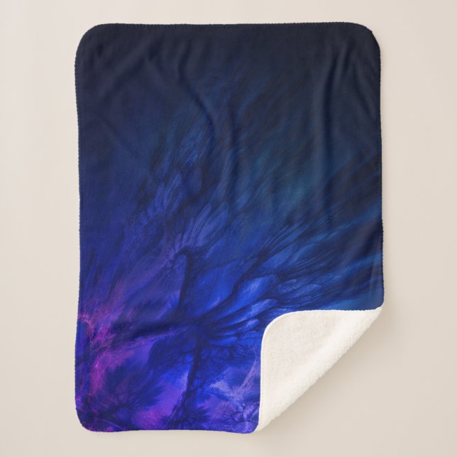 Mystical Wings with Deep Blue Feathers Sherpa Blanket (Front)