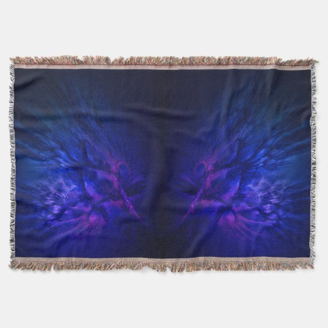 Mystical Wings with Deep Blue Feathers Throw Blanket (Front)