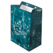 Mystical Winter Blue Silver Snowflakes Let It Snow Medium Gift Bag (Back Angled)
