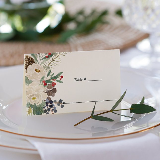 Mystical Winter | Botanical Wedding table place Card (Creator Uploaded)