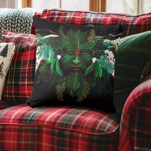 Mystical Winter Fantasy Green Man Celtic Pagan Cushion (Creator Uploaded)