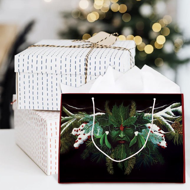 Mystical Winter Fantasy Green Man Celtic Pagan Large Gift Bag (Creator Uploaded)