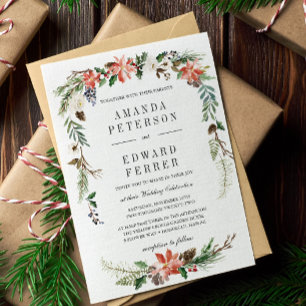 Mystical Winter Floral Wedding Invitation