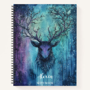 Mystical Winter Stag Spirit Personalized Notebook