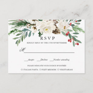 Mystical Winter WEDDING RSVP MEAL CHOICE Card