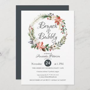 Mystical Winter   WEDDING WREATH BRUNCH  Bubbly Invitation