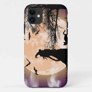 Mystical Witch, Black Cat, Full Moon Case-Mate iPhone Case