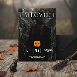 Mystical Witch Halloween Party Invitation Card
