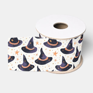 Mystical Witch Hat & Stars Halloween Grosgrain Ribbon