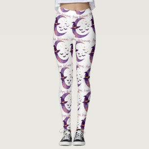 Mystical Witch Moon Halloween Design  Leggings