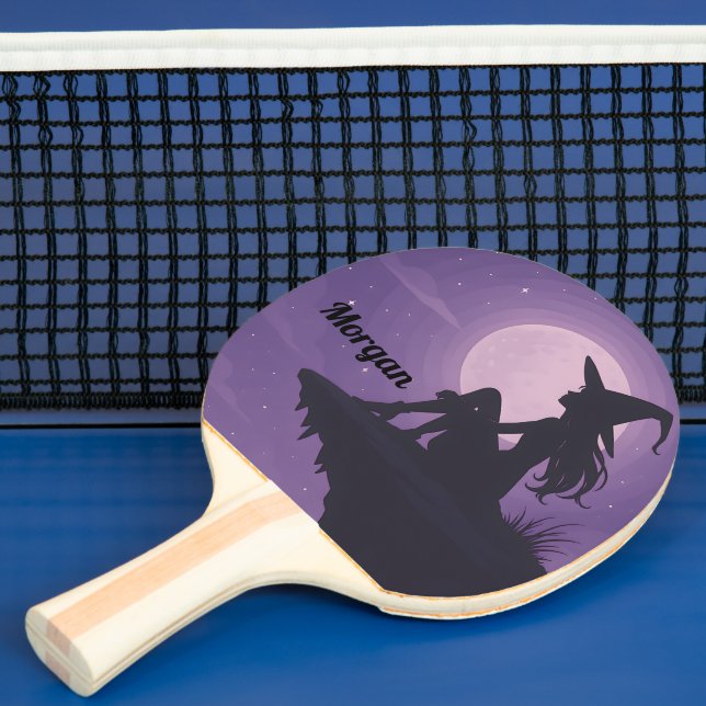 Mystical Witch Silhouette Under Moonlight Gift Ping Pong Paddle (Insitu)
