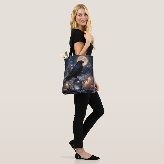 Mystical Witchy Raven Crystal Ball  Tote Bag (On Model)