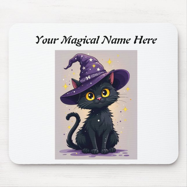 Mystical Wizard Cat Fantasy Mouse Pad (Front)