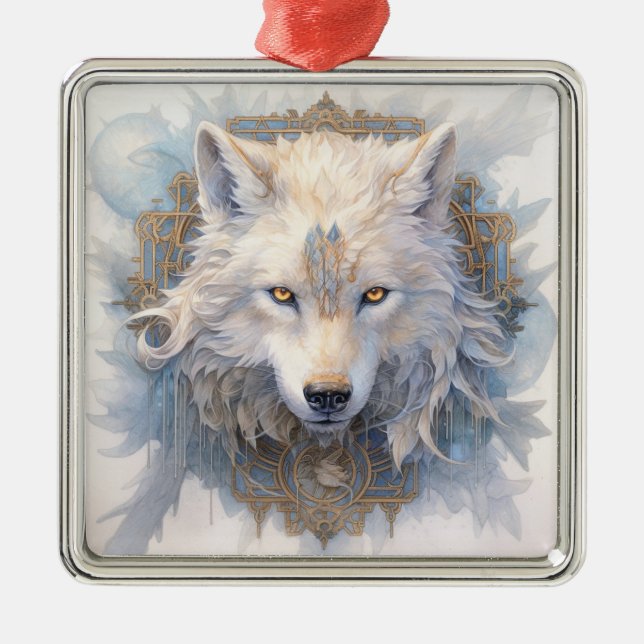 Mystical Wolf Christmas Ornament (Front)