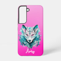 Mystical Wolf | Elegant Turquoise & Pink Wolf 