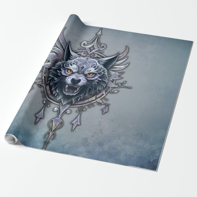 Mystical wolf head. wrapping paper (Unrolled)