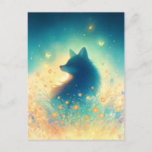 Mystical Wolf in Sunlit Meadow Postcard