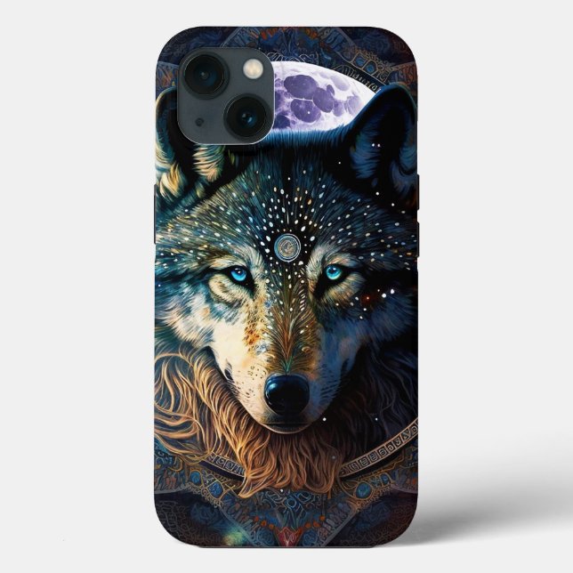 Mystical Wolf Moon Mandala Case-Mate iPhone Case (Back)