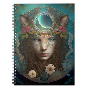 Mystical Wolf Moon Mandala Notebook