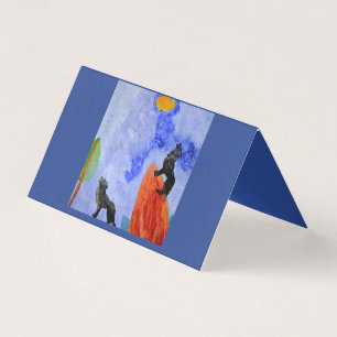 Mystical Wolf Night Watercolor Folded Card