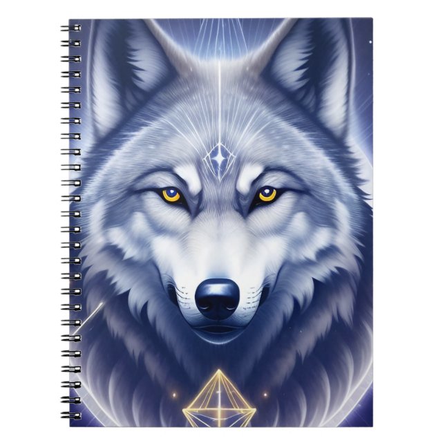 Mystical Wolf Portrait Art Notebook (Front)