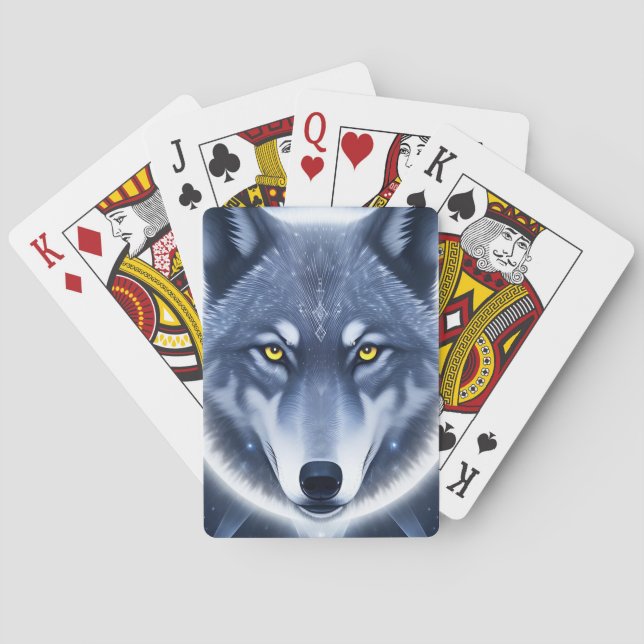 Mystical Wolf Portrait Art Playing Cards (Back)