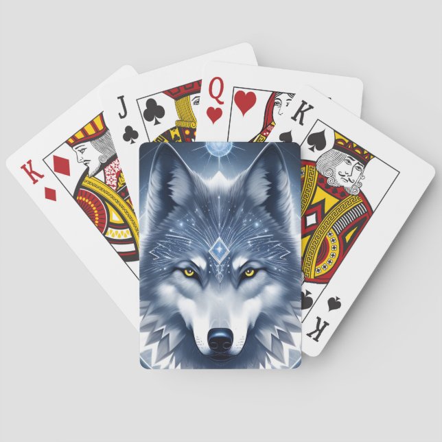 Mystical Wolf Portrait Art Playing Cards (Back)