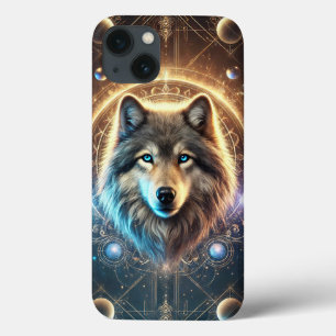 Mystical Wolf Portrait with Cosmic iPhone 13 Case