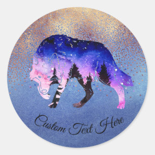 Mystical Wolf Spirit Animal Personalized Classic Round Sticker