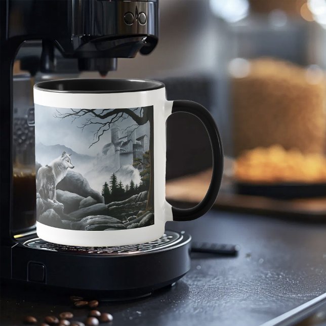 Mystical Wolves Guards Castle Fantasy Wildlife Mug (Creator Uploaded)