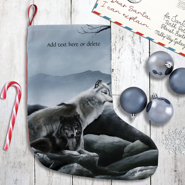 Mystical Wolves Guards Castle Fantasy Wildlife Small Christmas Stocking (Creator Uploaded)