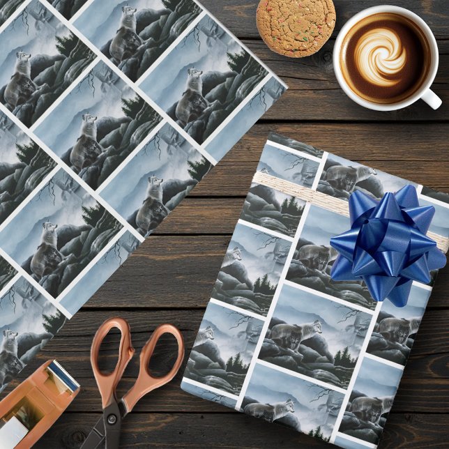 Mystical Wolves Guards Castle Fantasy Wildlife Wrapping Paper (Creator Uploaded)