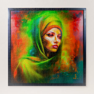 Mystical Woman in Neon Colours Jigsaw Puzzle
