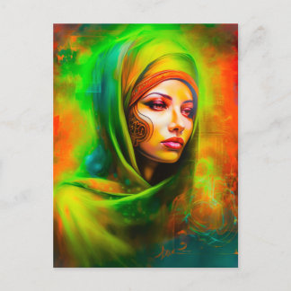 Mystical Woman in Neon Colours Postcard